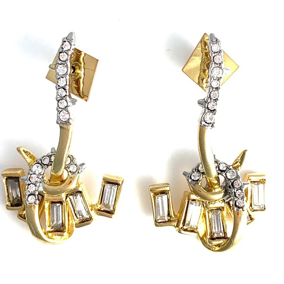 Alexis Bittar New Gold Jagged Starlight Marquis Serpentine Crystal Earrings - Picture 15 of 16